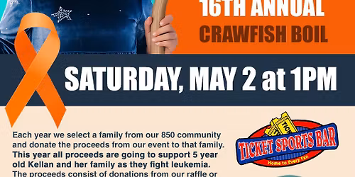 Connor's Crusaders annual Crawfish Boil to benefit families of Childhood Cancer 