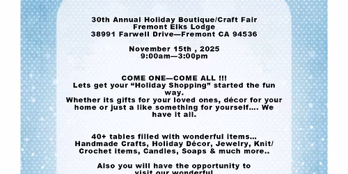 HOLIDAY BOUTIQUE \/ CRAFT FAIR