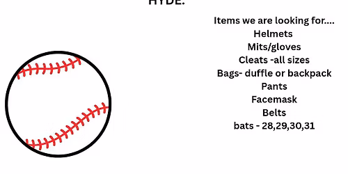 FREE baseball & softball 2nd hand equipment drive
