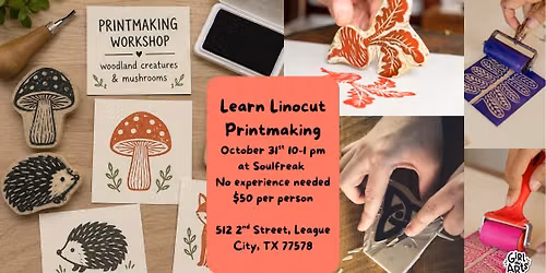Linocut Printmaking Class at Soulfreak in League City