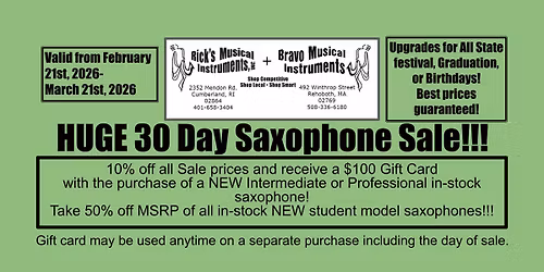 HUGE 30 Day Saxophone Sale!!!