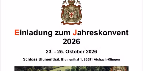 Einladung zum Jahreskonvent mit Investitur MMXXVI