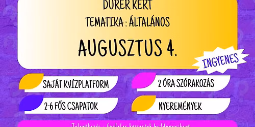 \ud83c\udf3f\ud83c\udf7b\ud83e\udde0 \u00c1LTAL\u00c1NOS KV\u00cdZEST A D\u00dcRER KERTBEN, \u00e9rt\u00e9kes nyerem\u00e9nyekkel - augusztus 4. - ingyenes\u2728