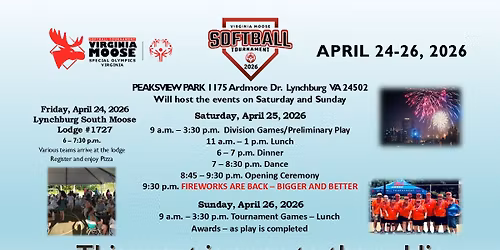 Special Olympics Softball Tournament - Open to the Public