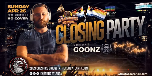 NO COVER Atlanta Bear Pride CLOSING PARTY DJ GOONZ
