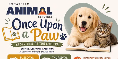 Story Time at the Shelter (Kids 5 and under)