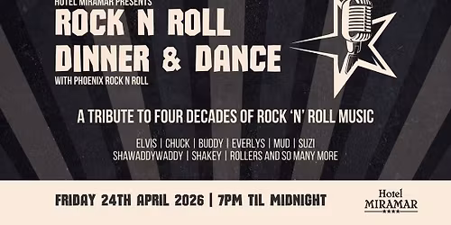 \ud83c\udfb8 Rock \u2019n\u2019 Roll Dinner & Dance @ Hotel Miramar
