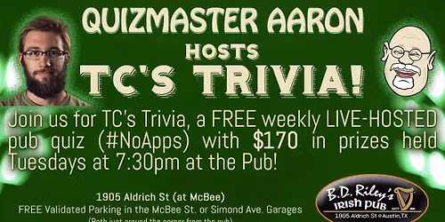 Tuesday Pub Quiz-Live Trivia! $170 in Prizes!