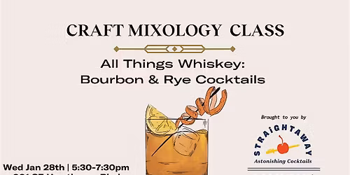 Craft Mixology Class: All Things Whiskey-Bourbon & Rye Cocktails