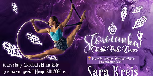 Warsztaty Aerial Hoop z Sar\u0105 Kreis w S\u0142owianka Studio Pole Dance.