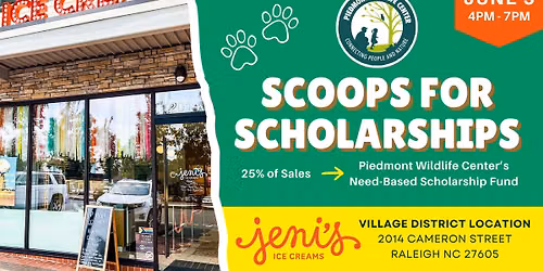 Scoops for Scholarships - Eat Ice Cream to Support Piedmont Wildlife Center!