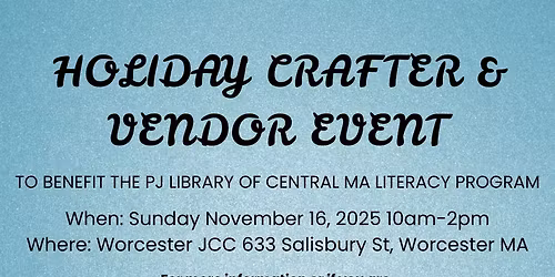 5th Annual PJ Library Craft and Vendor Fair Fundraiser