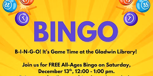 All Ages BINGO at the Gladwin Library!