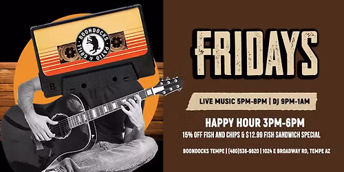Fridays: Fish Friday Specials & Live Music at Boondocks Patio & Grill Tempe