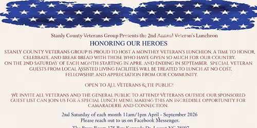 2nd Annual Veteran's Luncheon Series: Honoring Our Heroes!!!