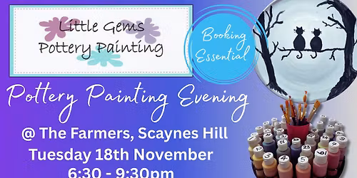 Adults Pottery Painting Evening @ The Farmers Freehouse, Scaynes Hill