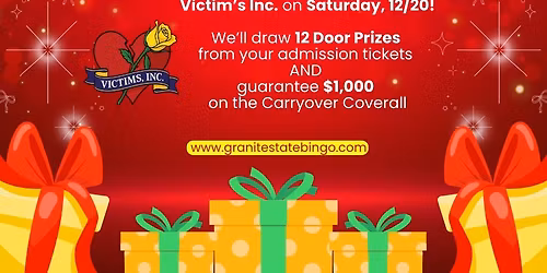Victim's Inc. Saturday Night Bingo at Granite State Bingo