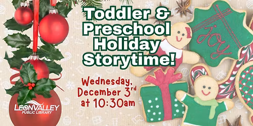 Toddler & Preschool Holiday Storytime!