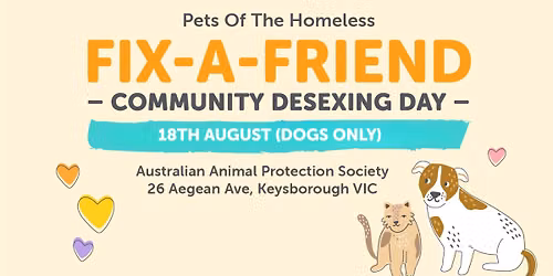 Keysborough Fix-A-Friend Desexing Day for Dogs  -  August  2026