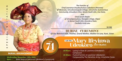 Late Mrs Mary Ifeyinwa Udeokoro's Burial Ceremony