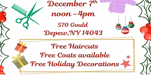 FREE HOLIDAY HAIRCUTS, COATS, BOOKS AND HOLIDAY DECORATIONS