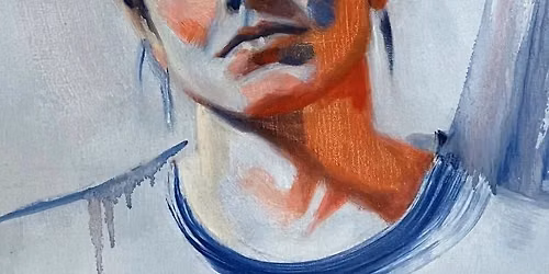 Self portrait in oils, with Emily Roberts