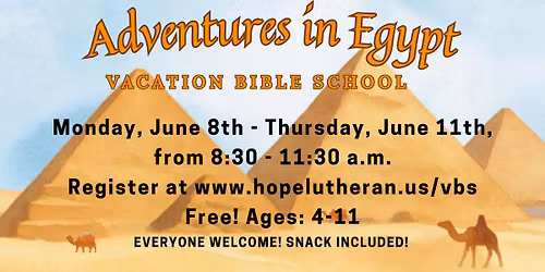 Adventures in Egypt Vacation Bible School