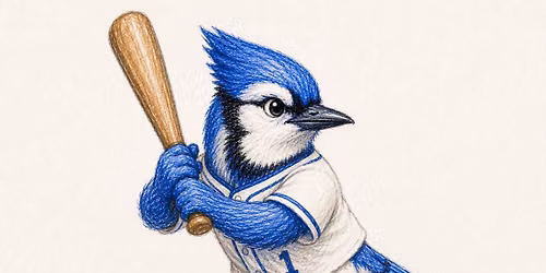 Pencil Crayon Art Class: Father's Day card, Bluejay up to Bat