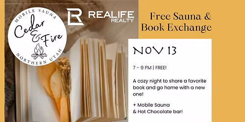 Free Sauna & Book Exchange Night with Cedar + Fire!