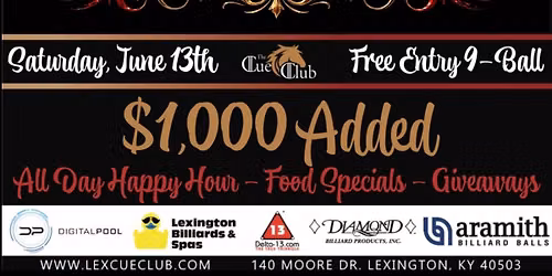 \ud83c\udf89 The Cue Club \ud83c\udf89 7th Anniversary $1,000 Added 9-Ball Tournament 