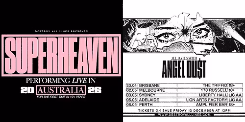 Superheaven (USA) Performing live in Australia 2026 with Angel Du$t (USA) - Perth 18+