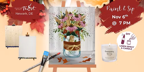 \ud83c\udfa8Thirsty Thursday - Paint & Sip - Newark, DE - Pink Daisies