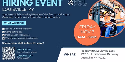 Louisville Hiring Event \u2013 Warehouse Jobs
