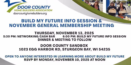 Door County Build My Future Info Session & November General Membership Meeting