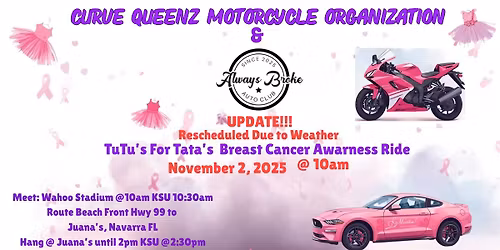 Curve Queenz & Always Broke Auto Club Tutu\u2019 4 Tata\u2019s Breast Cancer Awarness Ride