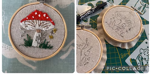 Toadstools & Mushrooms Mini Embroidery Hoop Crafternoon \ud83c\udf44