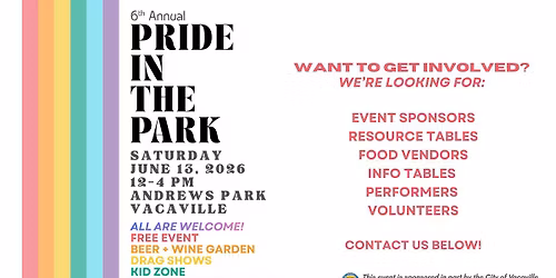 Save the Date ~ 2026 Pride in the Park Vacaville