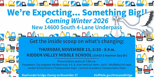 Bluffdale One Lane Bridge Closure Open House