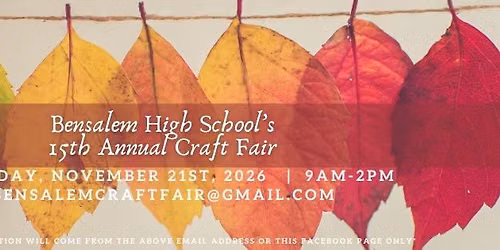 15th Annual BHS Craft Fair