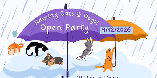 \u2614\ufe0fRaining Cats\ud83d\udc08\ud83d\udc08\u200d\u2b1b & Dogs\ud83d\udc29 \ud83d\udc15 OPEN Party