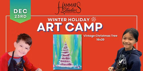 \ud83c\udfa8\u2728 Vintage Christmas Tree 16x20; Winter Holiday Art Camp Dracut \ud83c\udf84\u2744\ufe0f