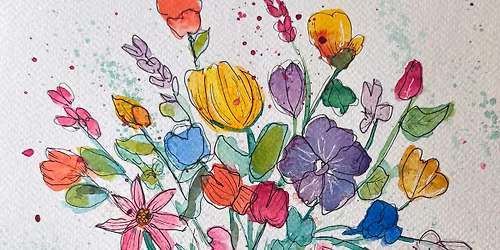 Watercolor flowers at Teaology