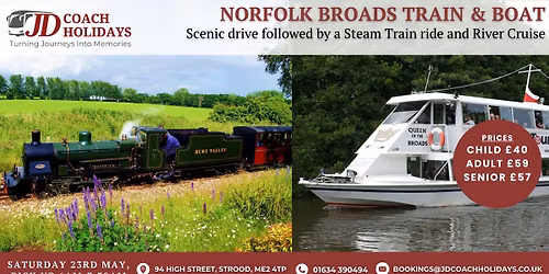 Norfolk Broads, Train & Boat, inc Coach Travel