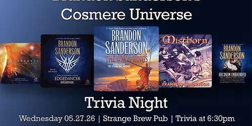 Brandon Sanderson\u2019s Cosmere Universe Trivia Night