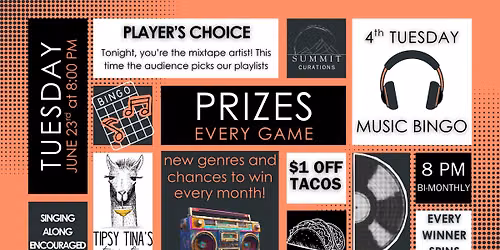 Tuesday Music Bingo at Tipsy Tina's Taco Cantina