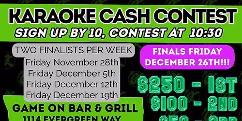 Game On Cash Karaoke Contest