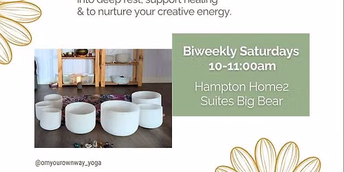 Patio Yoga & mini crystal bowl sound bath at Hilton Hampton Home 2 Suites Big Bear (Biweekly)