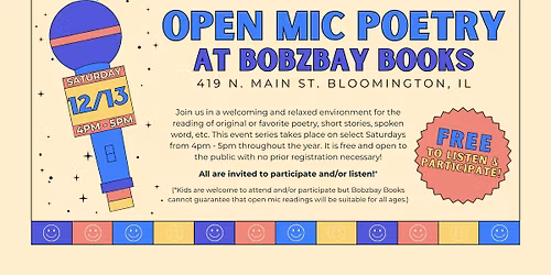 December Open Mic Poetry at Bobzbay Books
