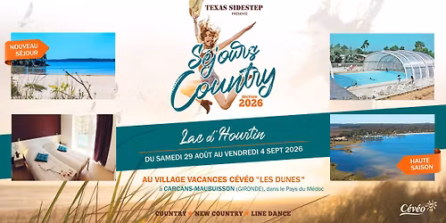 S\u00e9jour country et line dance \u00e0 CARCANS (33) avec Texas Sidestep du 29 ao\u00fbt au 4 septembre 2026