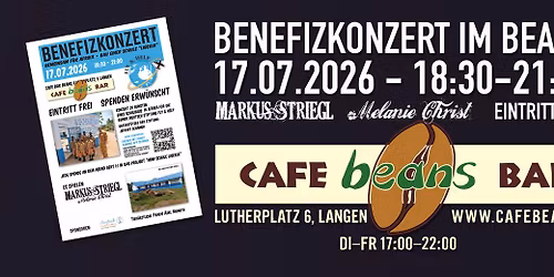 BENEFIZKONZERT im Beans. Bau einer Schule in Afrika